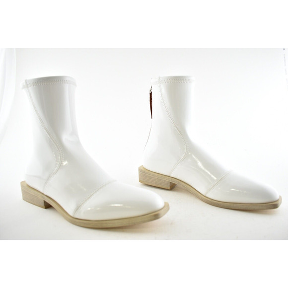 Fendi White Patent Neoprene Stretch Logo Sock Ankle Combat Chelsea Boot 36.5 - Picture 4 of 12